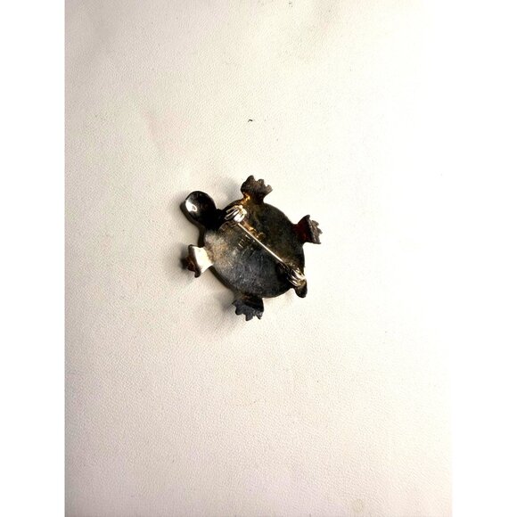 ALPACA MEXICO SILVER TONE INLAID ABALONE TURTLE PIN BROOCH - Picture 4 of 6